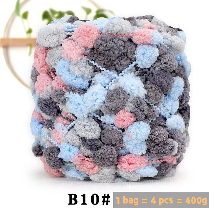 Super Soft Bean Yarn – Plush Polyester Chunky Yarn for Blankets, Cushions, Hats & DIY Crafts (400g, 4pcs Pack)