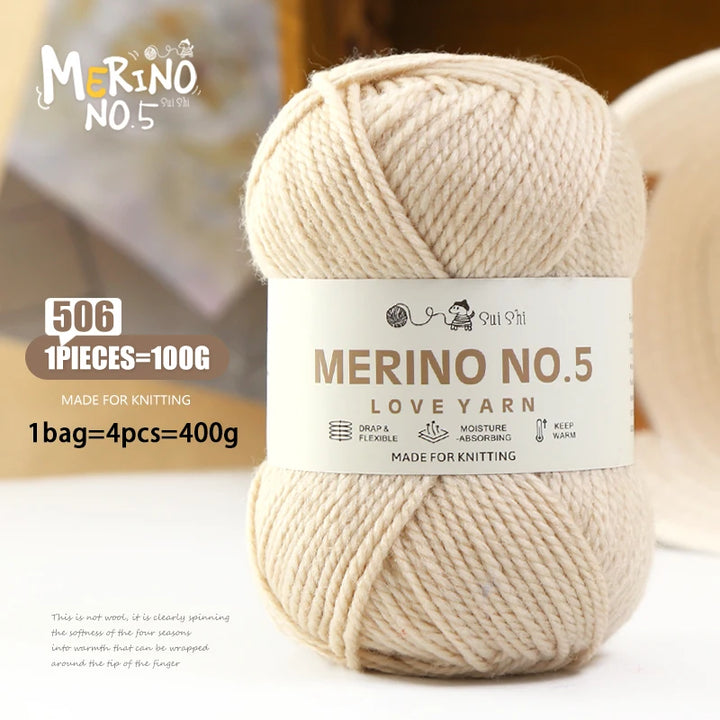 400g Alpaca Wool Blend Yarn Set (4 Pieces) – 245 Stick-Needle Medium-Thick Yarn for Sweaters, Coats, Scarves & DIY Crafts