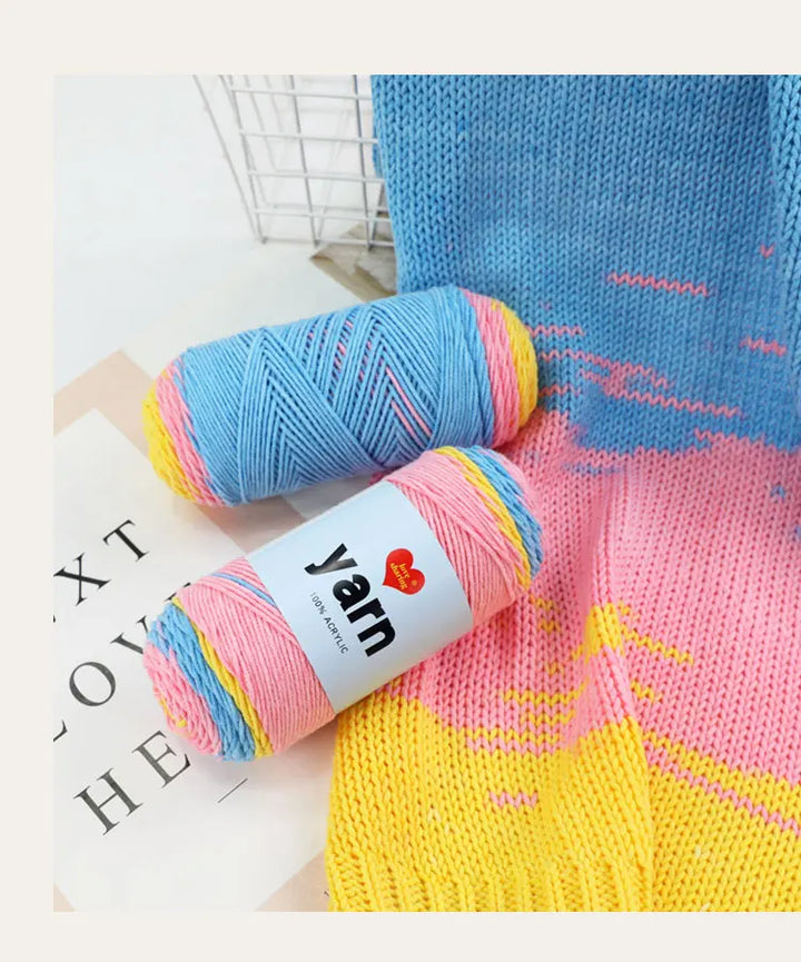 300g Rainbow Gradient Acrylic Yarn Set (3 Pieces) – Medium-Thick Knitting Yarn for Sweaters, Scarves, Hats & DIY Crafts