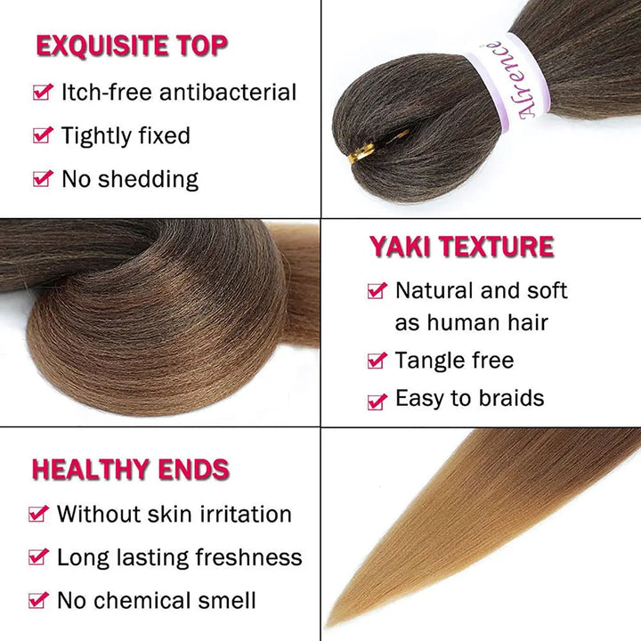 26" Braiding Hair Pre Stretched Soft Ombre Braiding Hair For Black Women Hot Water Setting Synthetic Braiding Hair Extensions