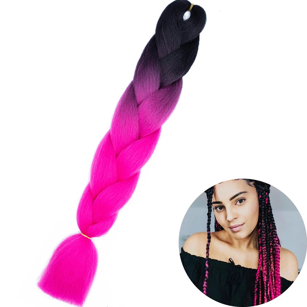 24 Inch Synthetic Jumbo Braiding Hair – Heat Resistant Ombre Extensions