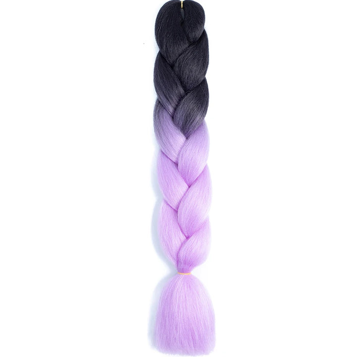 24 Inch Jumbo Box Braids Extensions – Synthetic Braiding Hair for Children (Pink, Purple, Yellow, Gray)