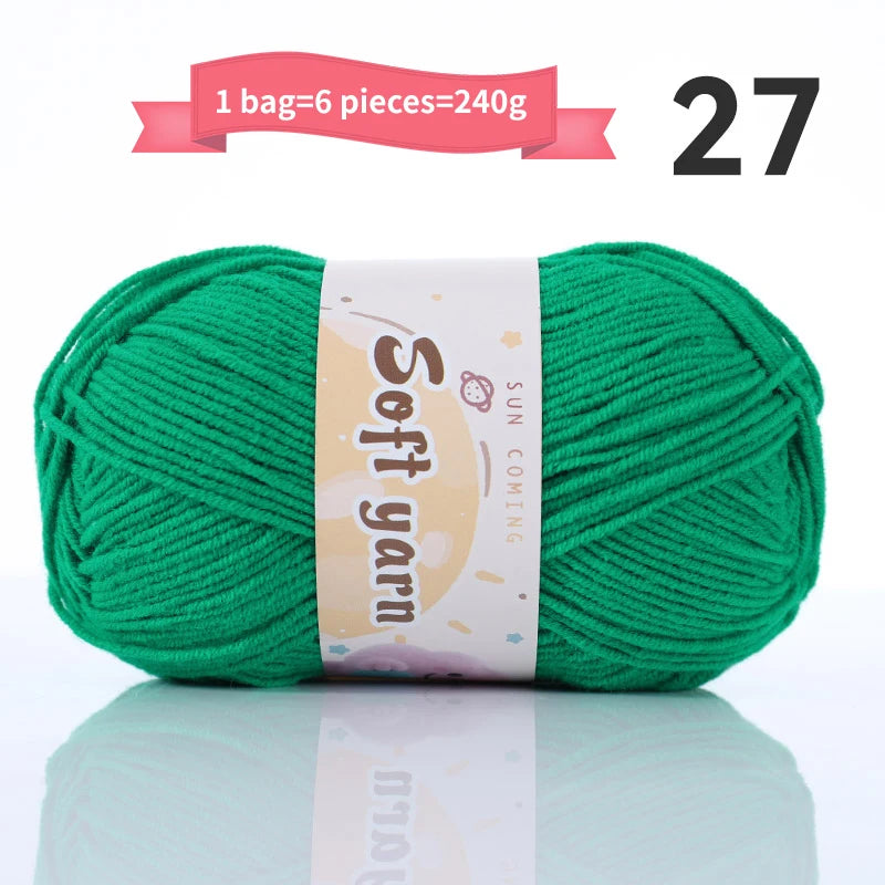 240g Medium-Thin Combed Yarn – Soft DIY Knitting & Crochet Yarn Balls (6 Pieces / Pack)