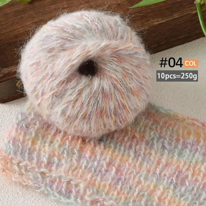 250g Colorful Mohair Alpaca Yarn Set (10 Pieces) – Soft Medium-Thick Yarn for Sweaters, Coats, Shawls & DIY Crafts