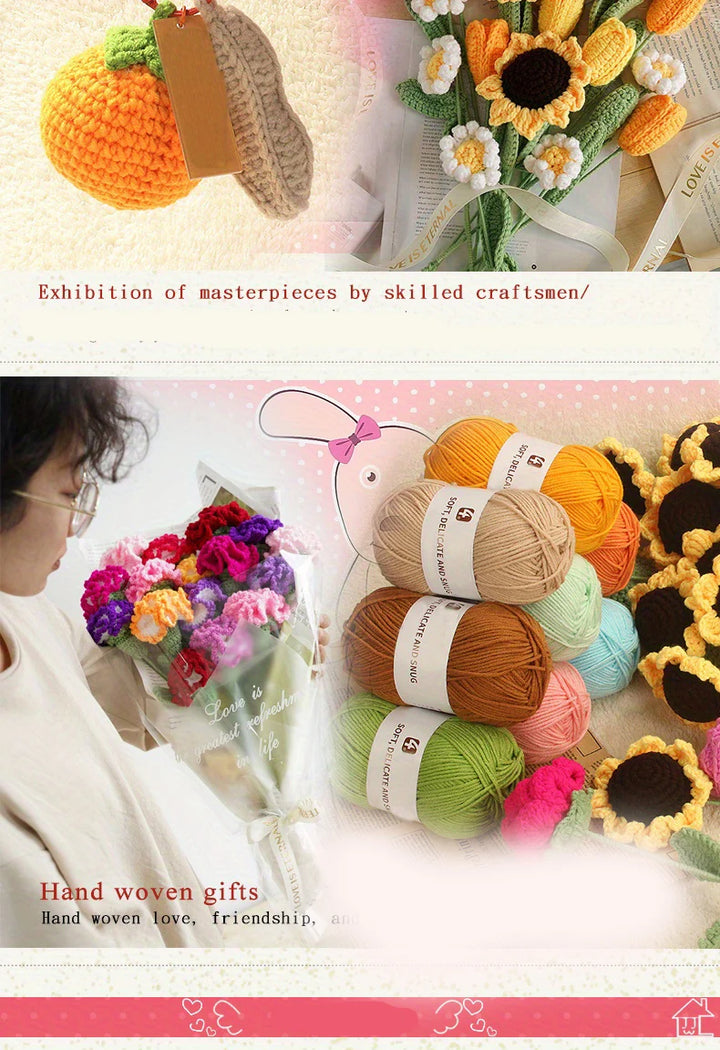 4-Strand Synthetic Knitting Yarn – Soft DIY Craft Yarn for Sweaters, Scarves & Blankets