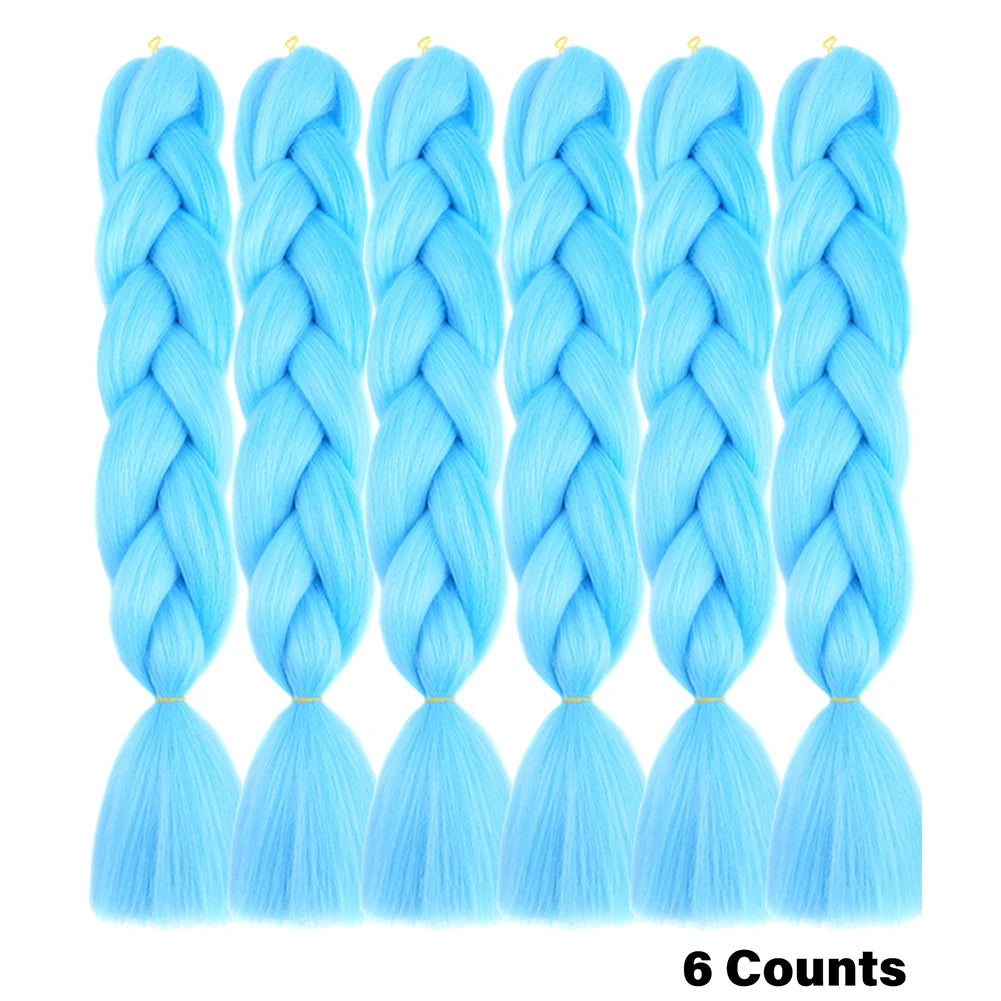 Ombre Crochet Braiding Hair – 6 Packs Synthetic Colorful Extensions for Women & Girls | High-Temperature Fiber