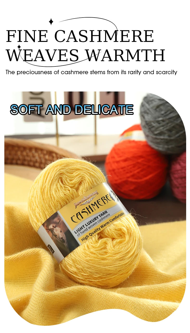 Premium Cashmere Blend Knitting Yarn Set – Medium-Fine Soft Wool Yarn for Sweaters, Scarves, Hats & Shawls (6 Main + 6 Elastic Threads)