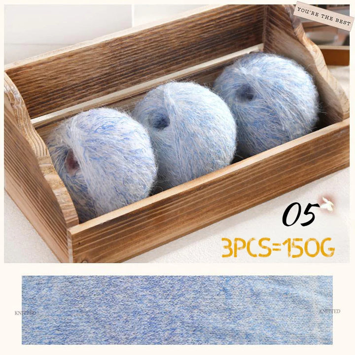 150g Premium Mohair Yarn – Tobacco Multi-Color Knitting Yarn (3 Pieces/Pack)