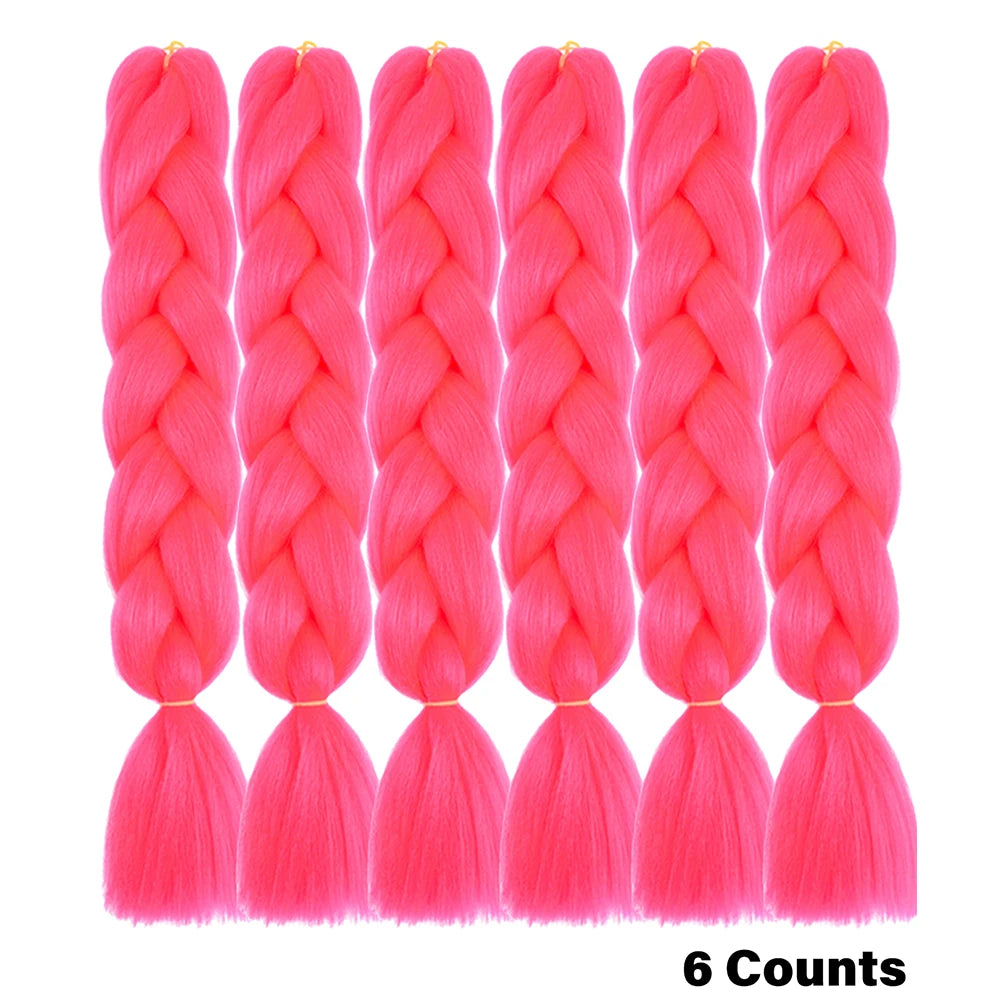 Ombre Crochet Braiding Hair – 6 Packs Synthetic Colorful Extensions for Women & Girls | High-Temperature Fiber