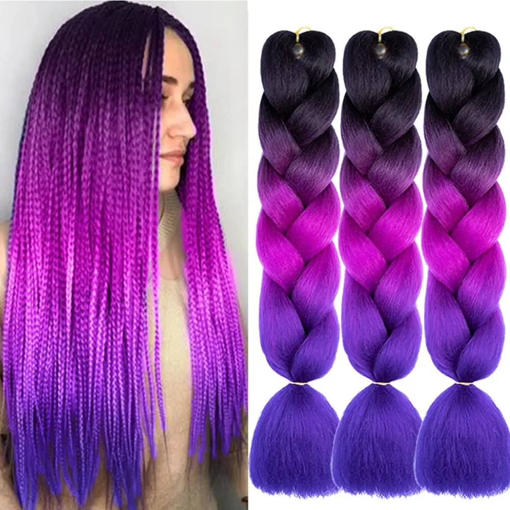 Synthetic African Ombre Braiding Hair – 3PCS Pre-Stretched High Temperature Fiber