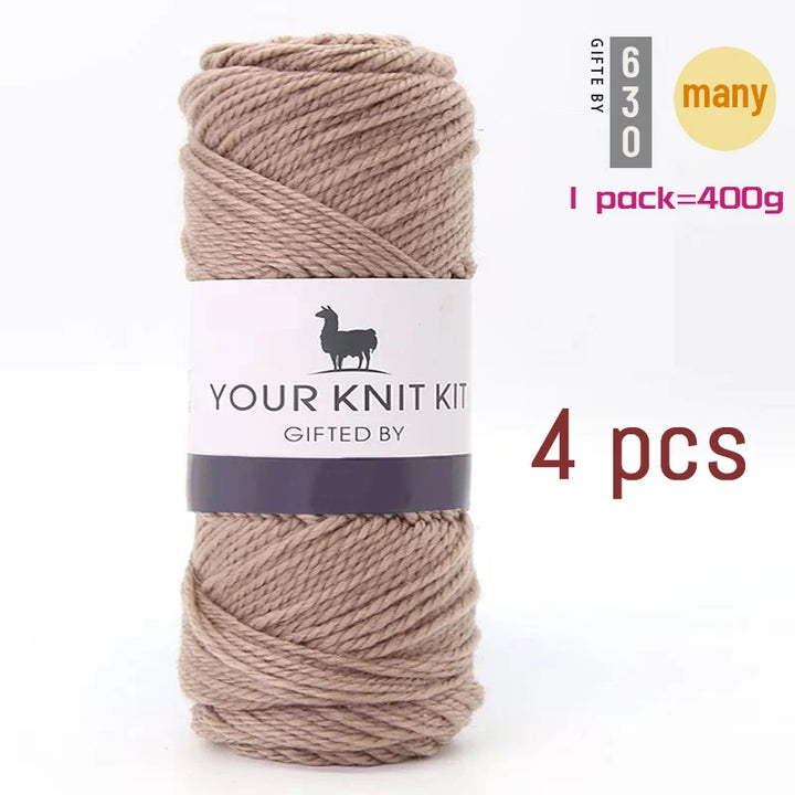 400g Alpaca Wool Yarn – Thick Pure Wool Knitting Yarn for Sweaters, Shawls & Scarves (4 Pieces/Pack)