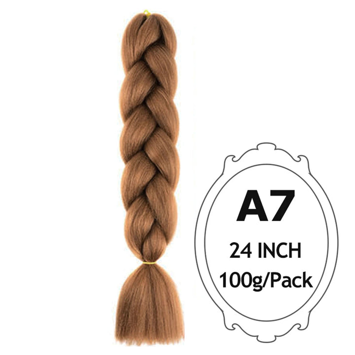 24" Pink Jumbo Braiding Hair – Yaki Texture Synthetic Bulk Extensions (Purple/Red/Green Options)