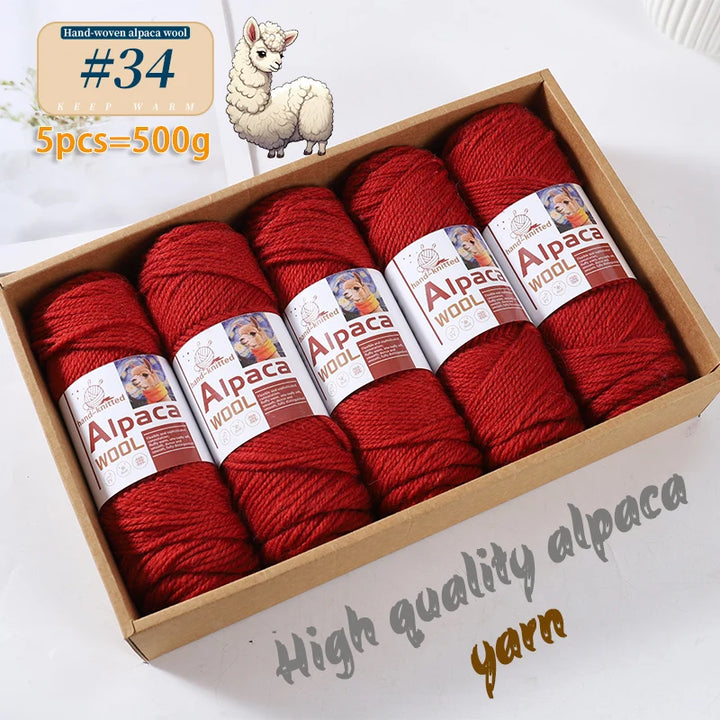 500g Alpaca Wool 245 Stick Stitch Yarn (5 Pieces) – Thick Knitting Yarn for Sweaters, Coats, Blankets & DIY Crafts