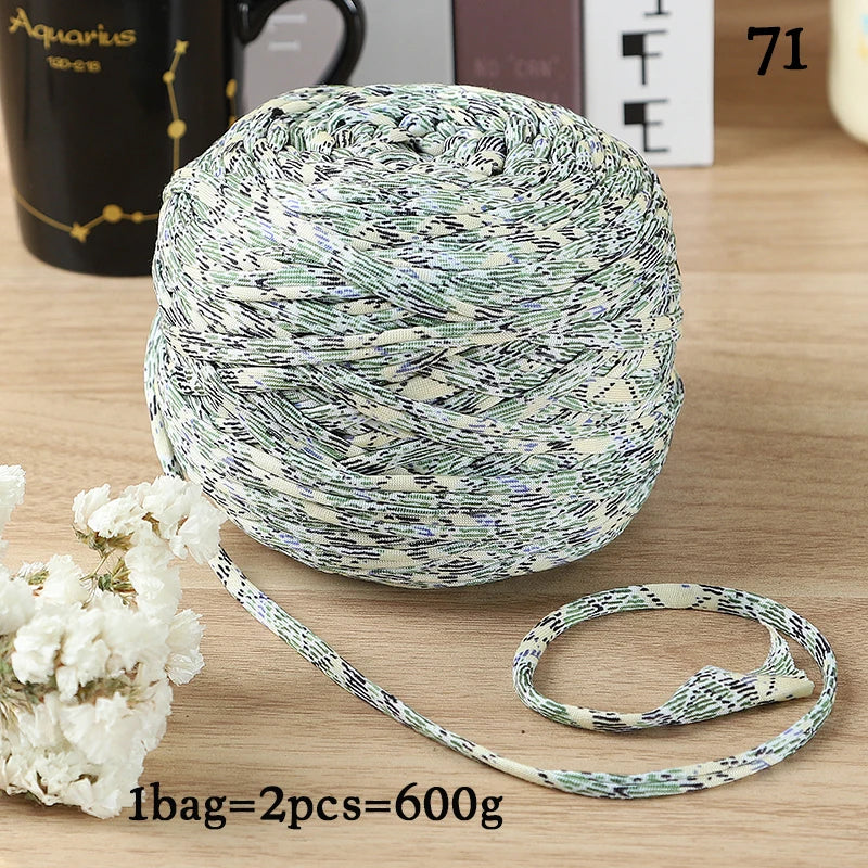 600g Large Polyester Fabric Yarn Set (2 Pieces) – Colorful Elastic Yarn for Bags, Slippers & DIY Crafts