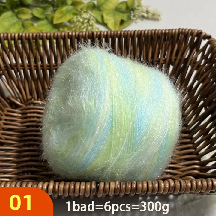 300g Soft Long-Haired Yarn Set – 6-Piece Fluffy Yarn for Knitting & DIY Projects