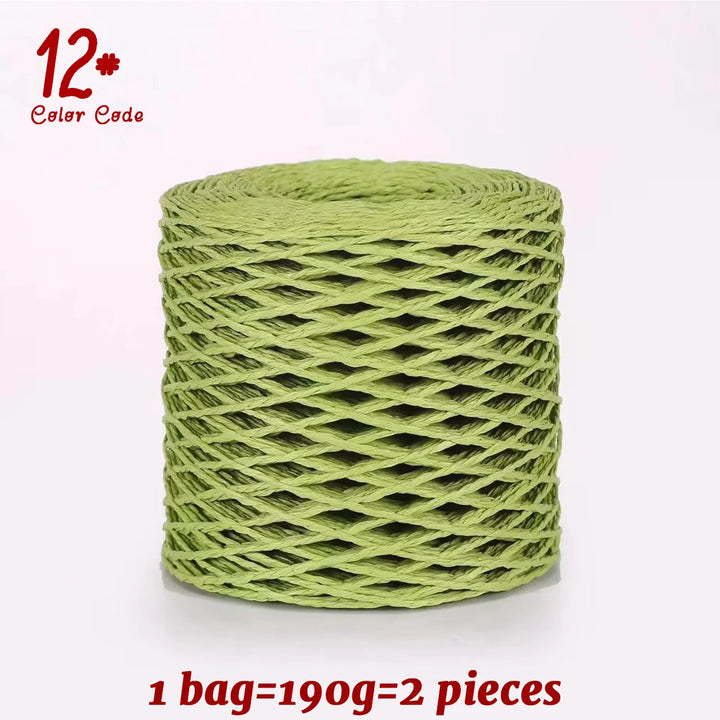190g Bamboo Raffia Yarn (2 Skeins) – Straw Paper Crochet Yarn for Summer Hats, Bags & DIY Crafts