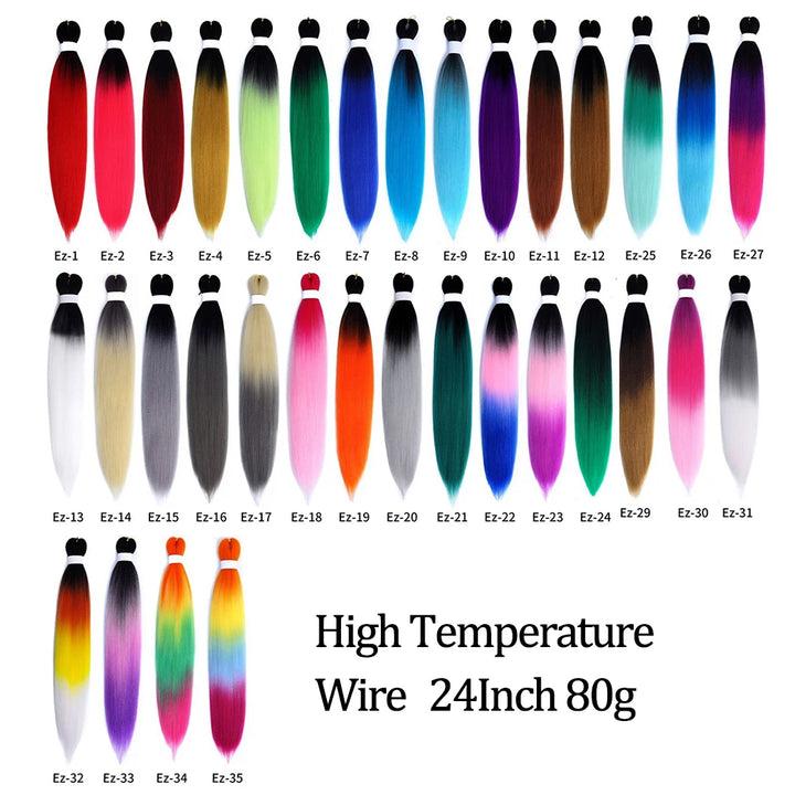 Color chart for high temperature wire extensions with various gradient colors.
