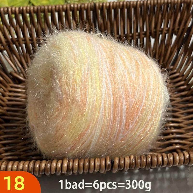 300g Soft Long-Haired Yarn Set – 6-Piece Fluffy Yarn for Knitting & DIY Projects