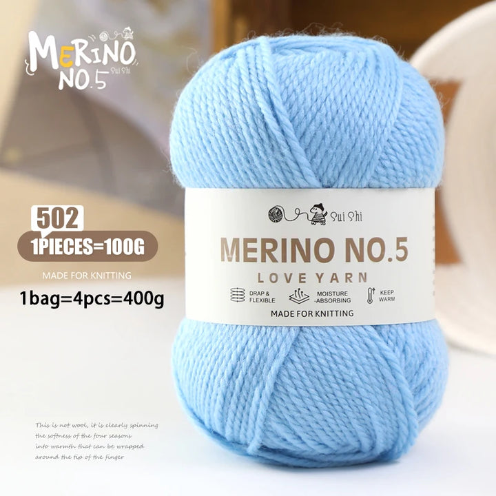 400g Alpaca Wool Blend Yarn Set (4 Pieces) – 245 Stick-Needle Medium-Thick Yarn for Sweaters, Coats, Scarves & DIY Crafts