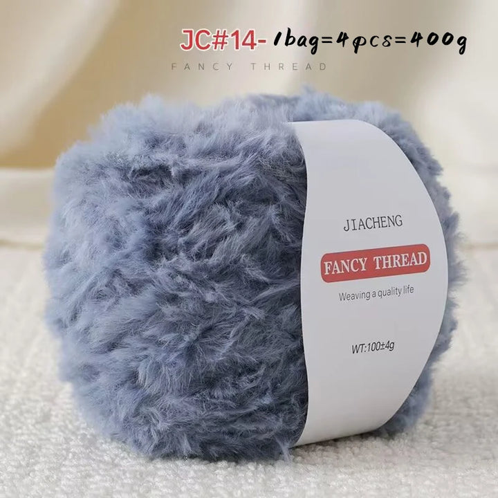 Imitation Fur Long-Haired Yarn – 400g Soft Beginner Knitting Yarn (4 Skeins Set)