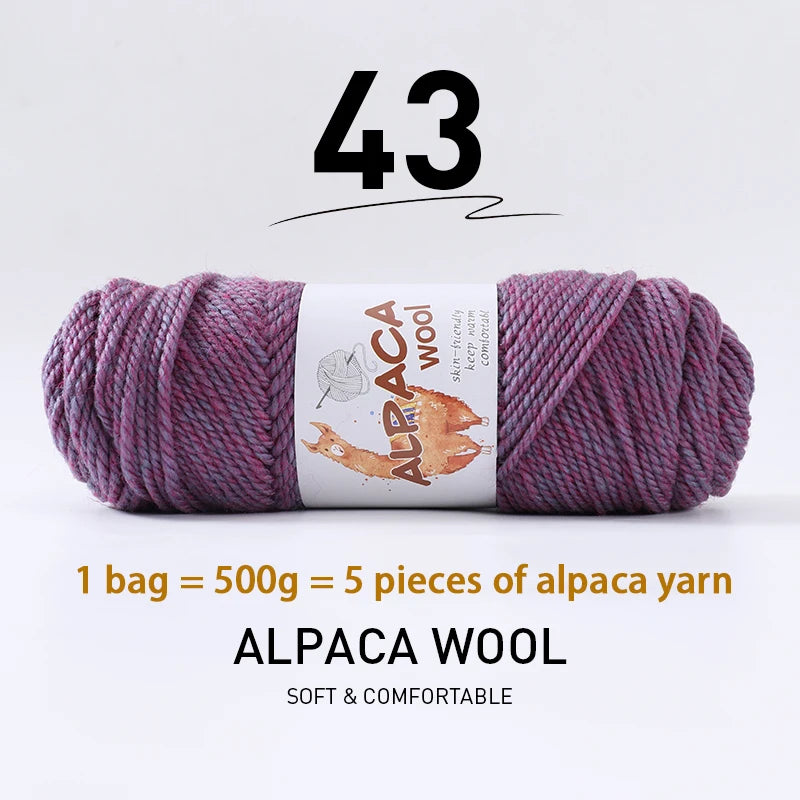 500g Thick Alpaca Wool Yarn Set (5 Skeins) – Soft Warm Knitting Yarn for Sweaters, Scarves, Hats & Winter Crafts