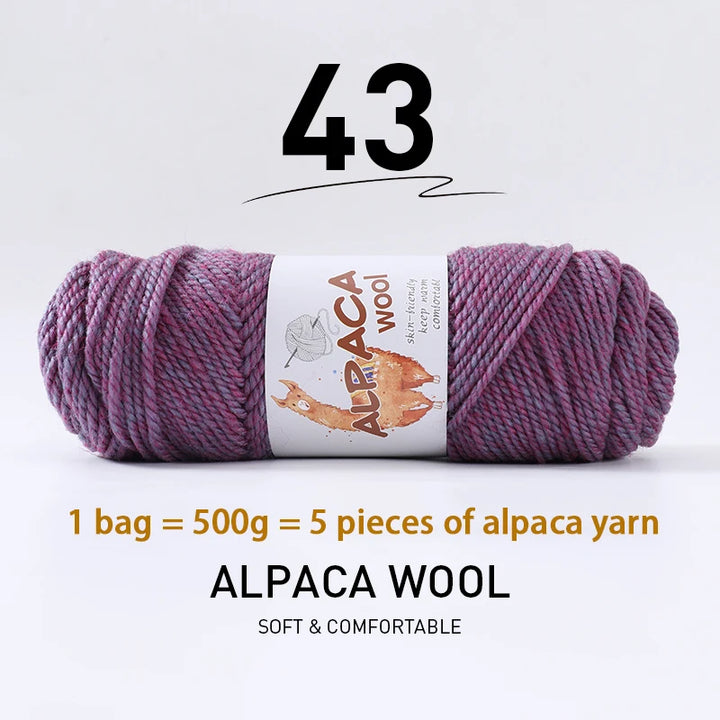 500g Thick Alpaca Wool Yarn Set (5 Skeins) – Soft Warm Knitting Yarn for Sweaters, Scarves, Hats & Winter Crafts