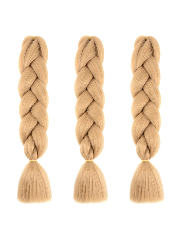 3 Packs 24 Inch Rainbow Braiding Hair Extensions – Ombre Synthetic Jumbo Braid Hair for Crochet Braids (Rose Red)