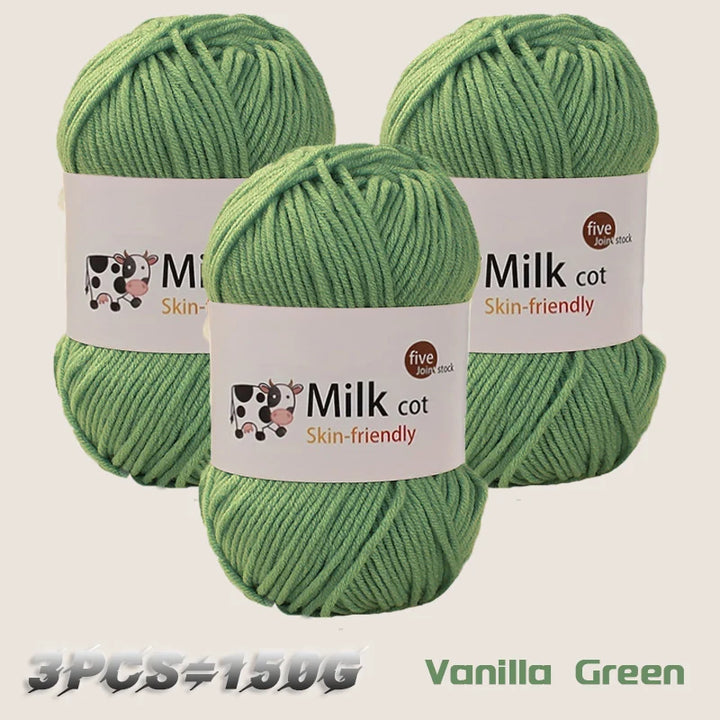 150g Medium-Coarse Milk Cotton Yarn – Soft Crochet & Knitting Yarn for Sweaters, Hats, Scarves & DIY Crafts