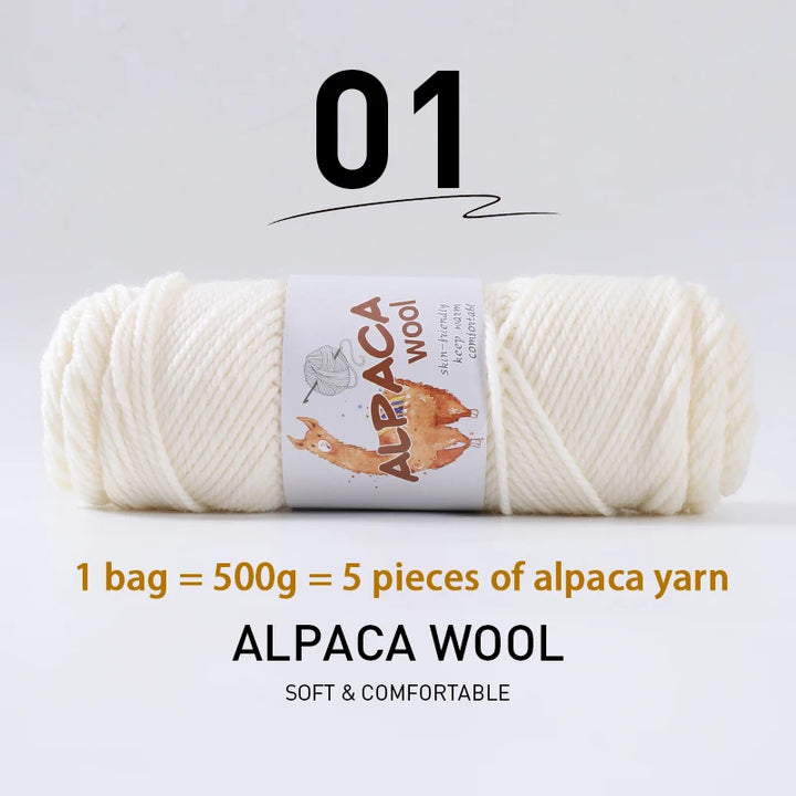 500g Thick Alpaca Wool Yarn Set (5 Skeins) – Soft Warm Knitting Yarn for Sweaters, Scarves, Hats & Winter Crafts