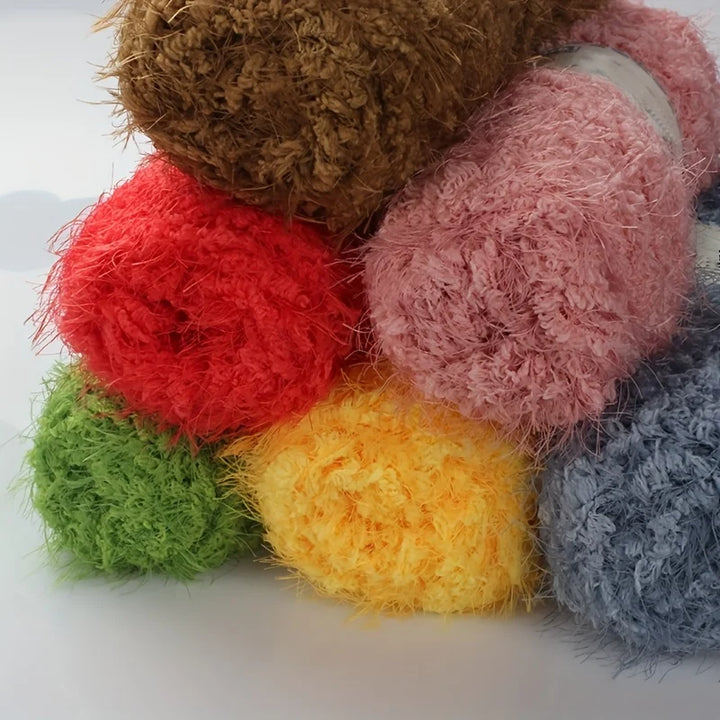 490g Imitation Fur Eyelash Yarn – Thick Roving Yarn for Sweaters, Shawls, Blankets & Cushions