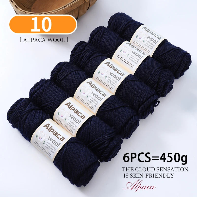450g Alpaca Wool Yarn Set (6 Pieces) – Thick Knitting Yarn for Sweaters, Shawls, Hats & Winter Crafts