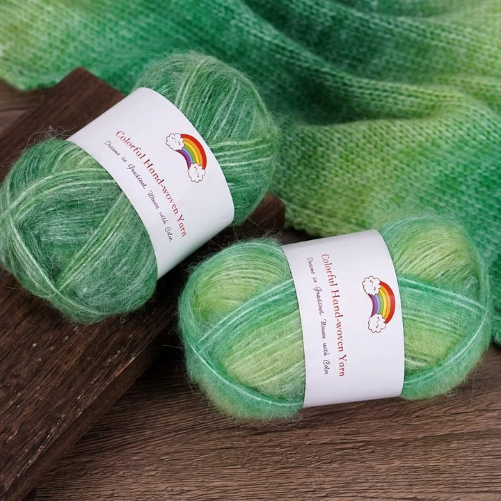 150g Mohair Gradient Spray Yarn (3 Skeins) – Lightweight Rainbow Knitting Yarn for Sweaters, Hats, Scarves & Shawls