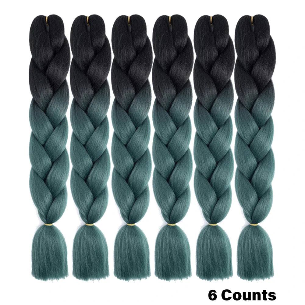 Rainbow Pre-Stretched Braiding Hair – Jumbo Box Braids High-Temperature Synthetic Extensions (6 Packs)