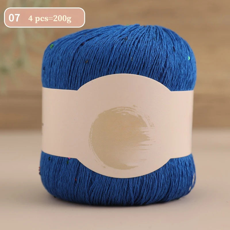 200g Colorful Sequin Yarn – Soft Knitting Yarn for Sweaters, Scarves & DIY Crafts (4 Pieces/Pack)