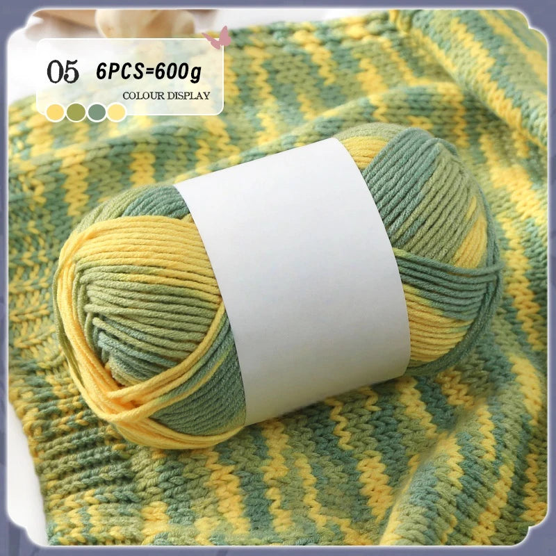 Colorful 6-Strand Gradient Yarn – Segment-Dyed Floral Pattern Yarn for Handmade Crafts