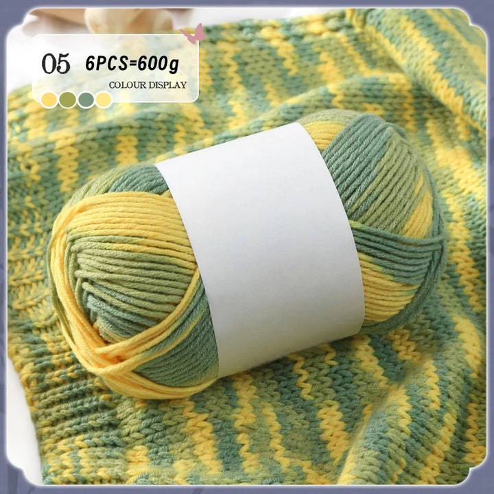 Colorful 6-Strand Gradient Yarn – Segment-Dyed Floral Pattern Yarn for Handmade Crafts