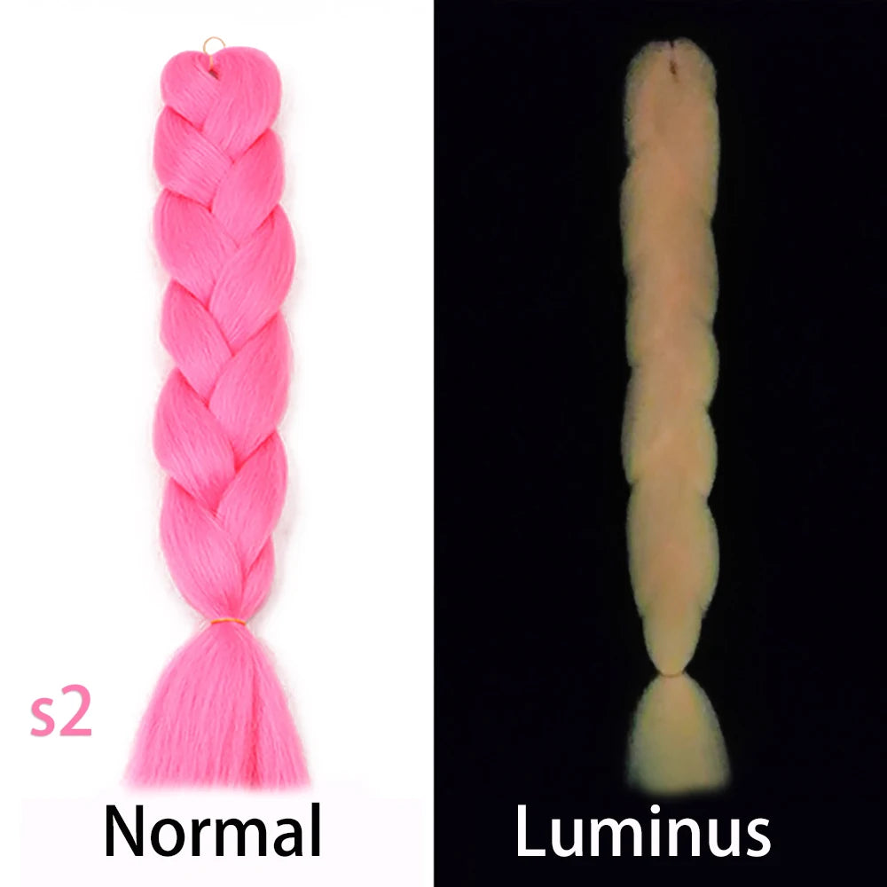 Synthetic Glowing Hair Twist Braids Ombre Color – Jumbo Braiding Hair Extensions for Women