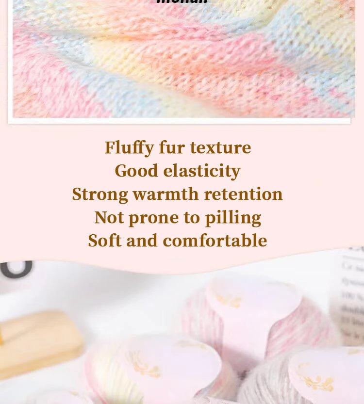 300g Gradient Alpaca Mohair Yarn Set (6 Pieces) – Soft Lightweight Knitting Yarn for Sweaters, Shawls, Hats & Scarves