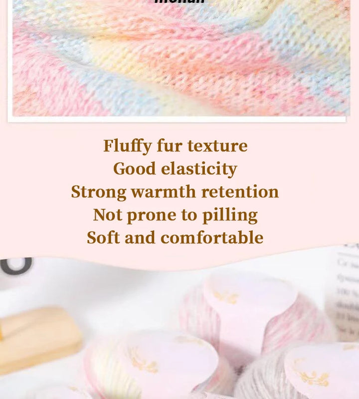 300g Gradient Alpaca Mohair Yarn Set (6 Pieces) – Soft Lightweight Knitting Yarn for Sweaters, Shawls, Hats & Scarves