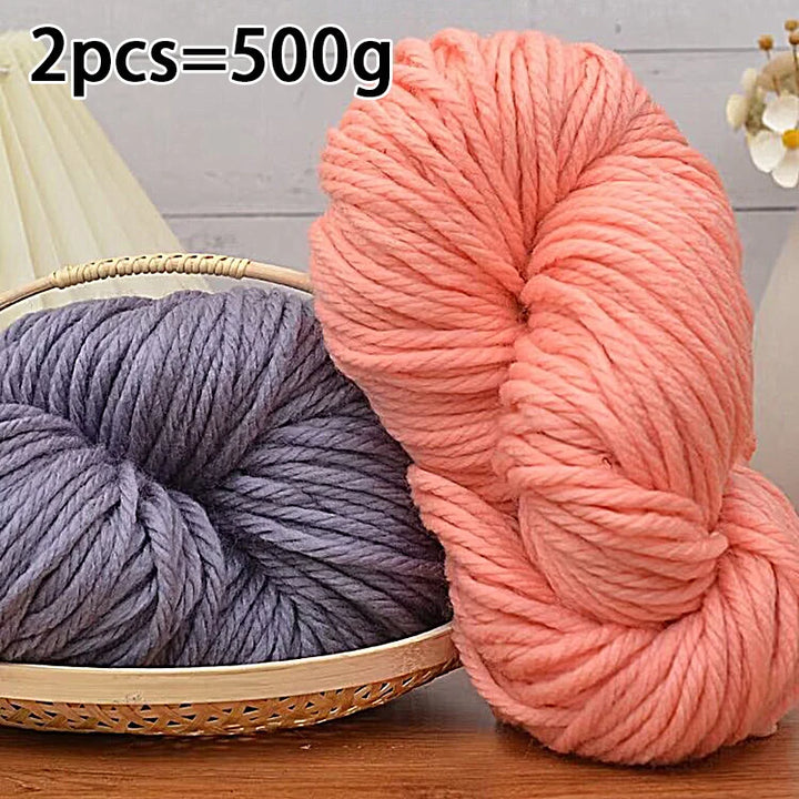 500g Extra Thick Polyester Yarn (2 Skeins) – Chunky Knitting Yarn for Sweaters, Hats, Cushions & DIY Crafts