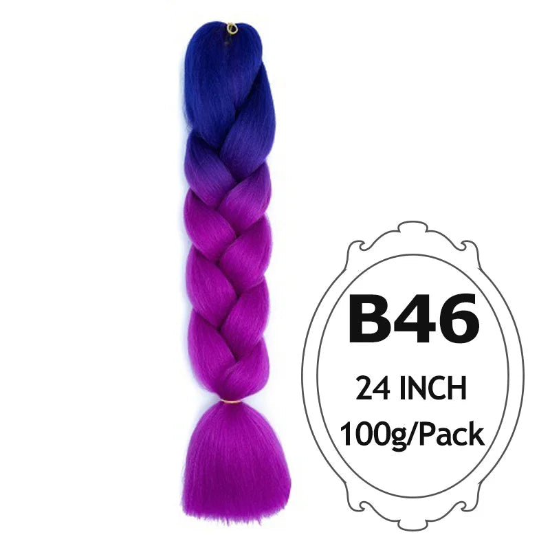 Ombre Braiding Hair 24 Inch – Colorful Jumbo Synthetic Braiding Hair Extensions for Women (Purple, Pink, White, Red, Blue)