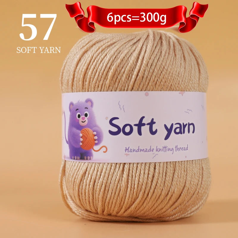 300g Soft Thin Yarn Balls – Lightweight Hand-Knitting Yarn for Sweaters, Hats, Scarves & DIY Crafts (6pcs Pack)