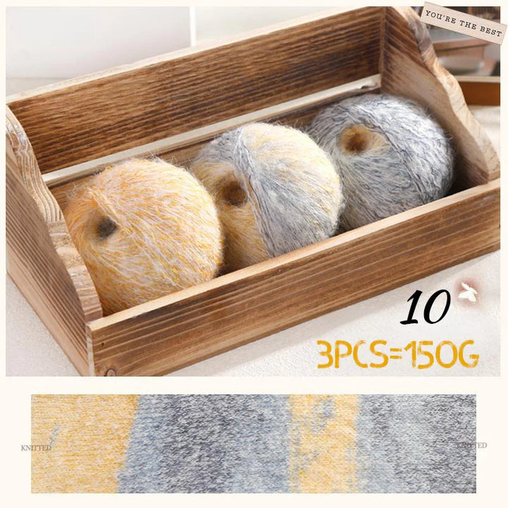 150g Premium Mohair Yarn – Tobacco Multi-Color Knitting Yarn (3 Pieces/Pack)