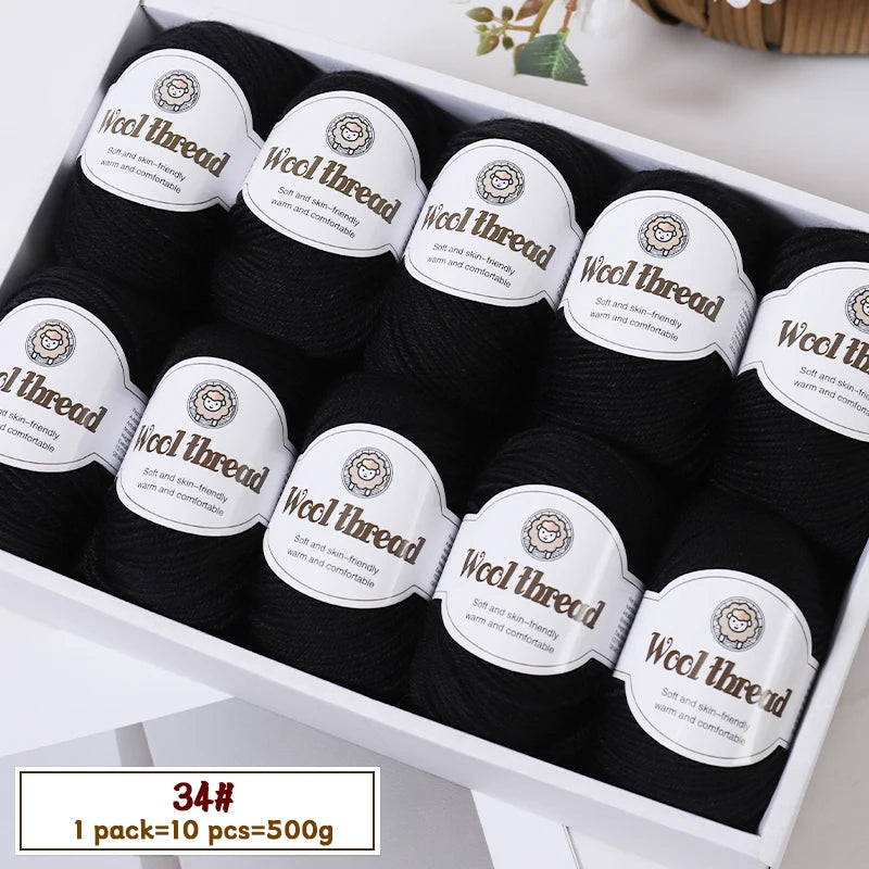 500g Fine Wool Knitting Yarn – Soft Handmade Yarn for Sweaters, Scarves, Hats & DIY Crafts (10 Skeins)