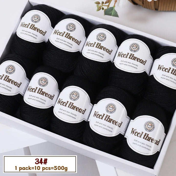 500g Fine Wool Knitting Yarn – Soft Handmade Yarn for Sweaters, Scarves, Hats & DIY Crafts (10 Skeins)