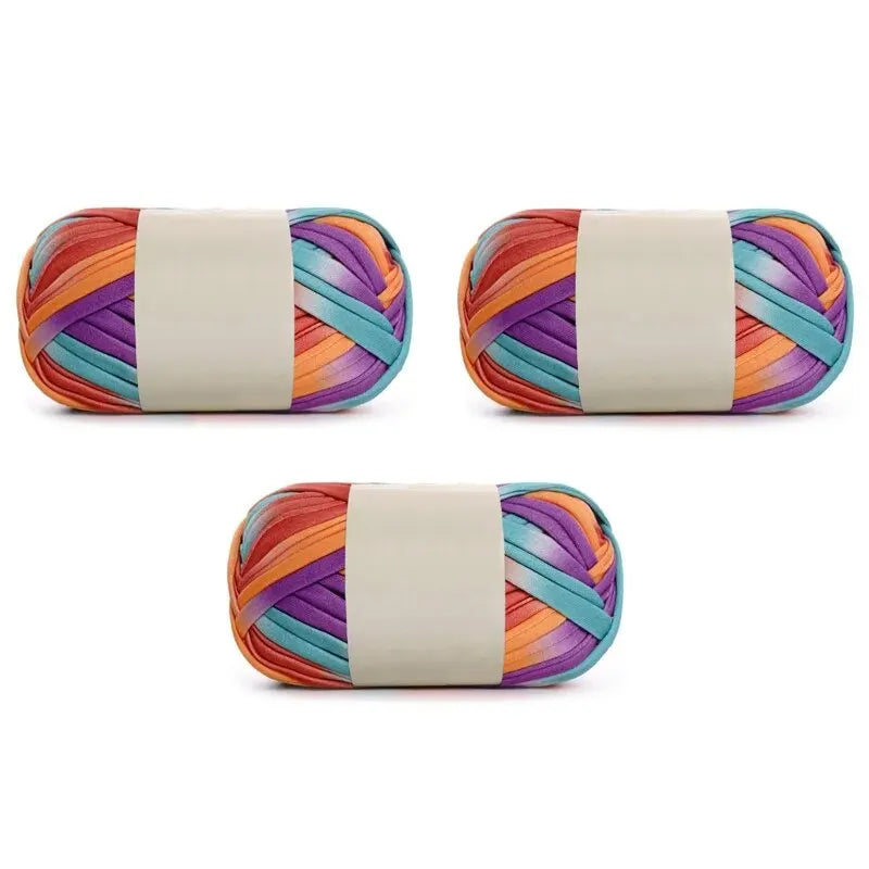 3PC 300g Thick Fabric Yarn – Soft Colored DIY Yarn for Carpets, Bags, Toys & Slippers