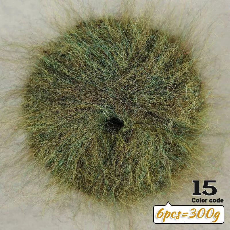300g Long-Hair Alpaca Mohair Yarn Set (6 Pieces) – Soft Fluffy Knitting Yarn for Sweaters, Shawls & Winter Clothing