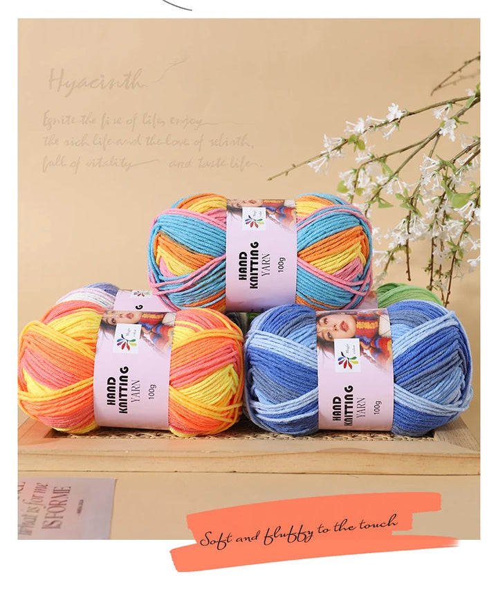 High-Quality 7-Strand Gradient Yarn – Medium-Thick Multi-Colored Yarn for Sweaters, Hats, Scarves & DIY Crafts