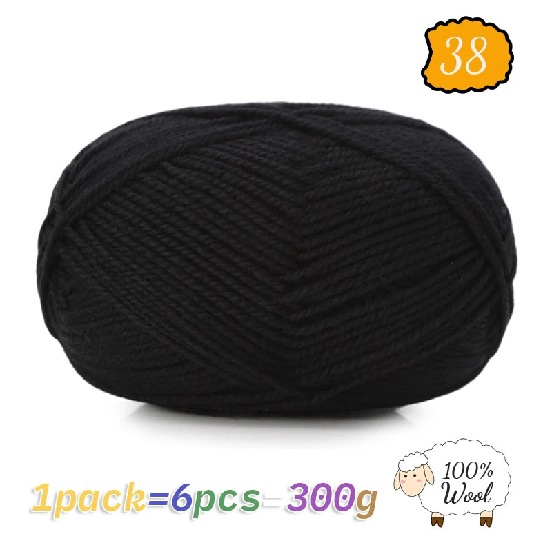 300g 100% Pure Wool Yarn (6 Pieces) – Soft Warm Knitting Yarn for Sweaters, Hats, Scarves & Winter DIY Projects