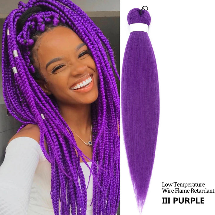 Purple Pre-Stretched Jumbo Braiding Hair – Synthetic DIY Easy Crochet Yaki Braids for Girls & Kids